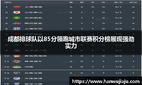 成都排球队以85分领跑城市联赛积分榜展现强劲实力