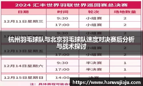 杭州羽毛球队与北京羽毛球队速度对决赛后分析与战术探讨